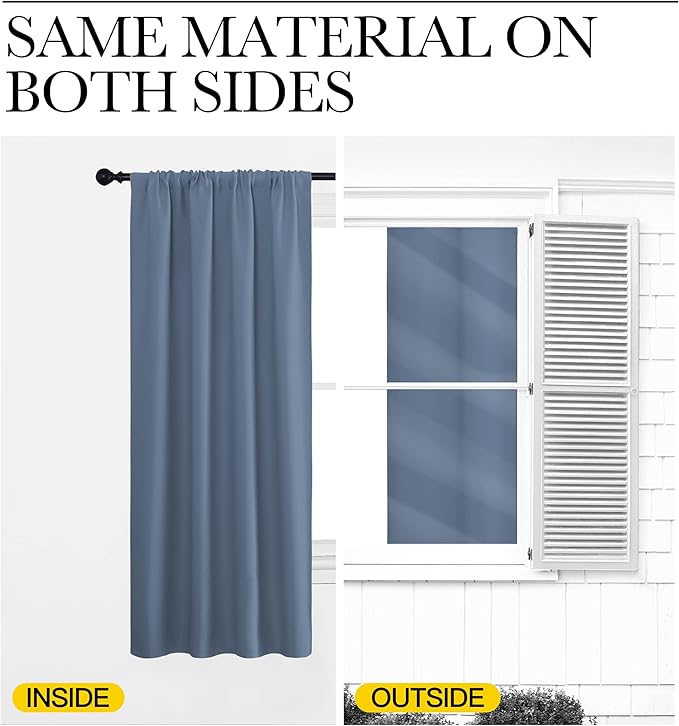 NICETOWN Stone Blue Blackout Curtains - Image 6