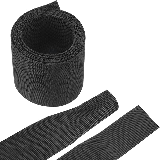MECCANIXITY Braided Cable Sleeves Heat Shrinkable Fabric Sleeving, 2" 3ft Black 2:1 Ratio Heat Shrinkable Cord Protector for Harness Cable, Network Cable Protection, Cable Management