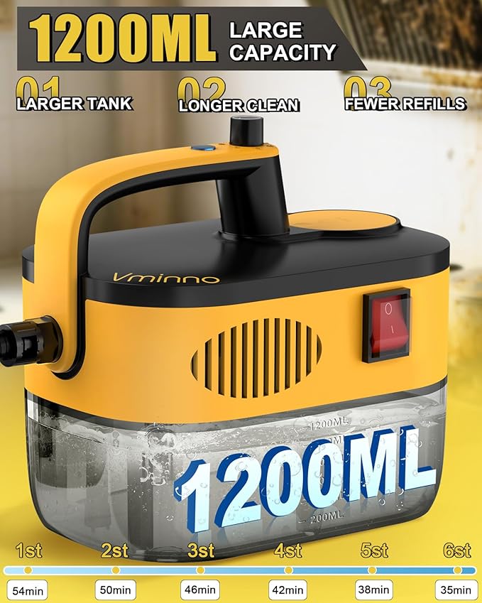 Heavy Duty Steam Cleaner for Home, Fast Heating & 1.2L Tank, 6-Level Adjustable Pressurized Portable Steamer for Cleaning with 11 Accessories for Grout, Tile, Floor, Car and More