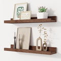 Floating Picture Ledge Shelves Set of 2, 16 Inch Solid Wood Wall Shelves by FunMemories