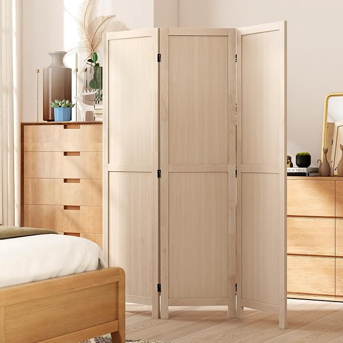 GIANTEX 3 Panel Folding Wooden Room Divider 67" Tall, No Assembly | - Image 8