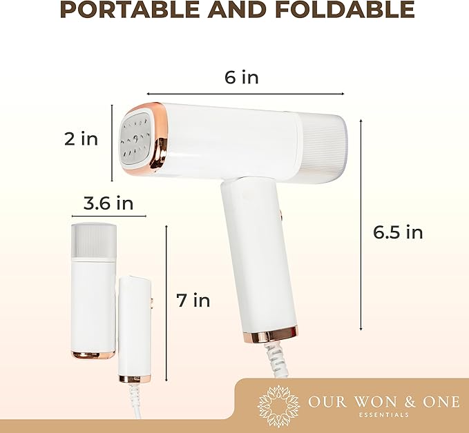 Travel Essentials : Steamer for Clothes - Home or Travel Steamer & Iron, White with Rose Gold Accents, 1000W Steam, Fast Heat Up, Removes Wrinkles in Seconds, a must-add to Travel Accessories