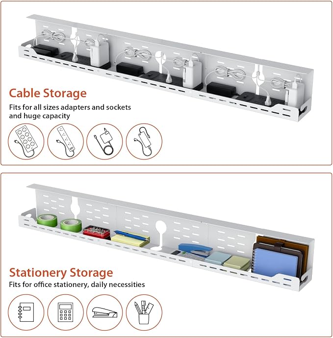 Univivi Under Desk Cable Management Tray, Cable Management, 48 inch, Under Desk - Image 4
