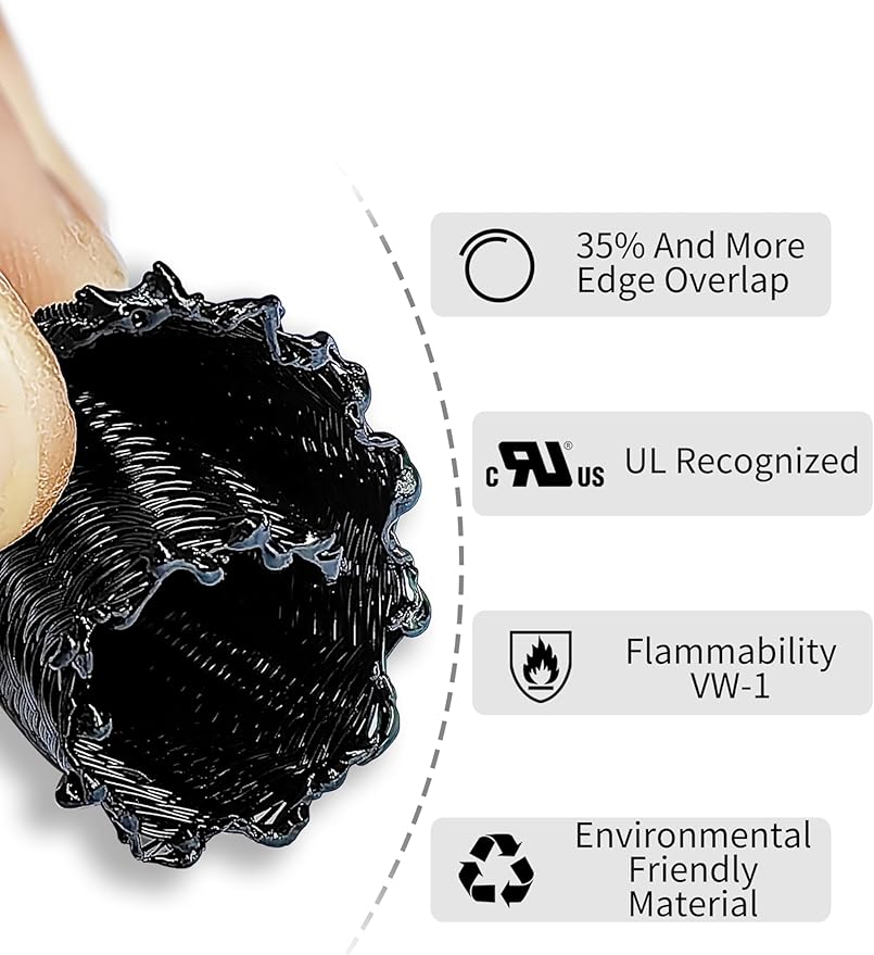 Cable Management Split Wire Loom Sleeve - Cord Hider & Protector for Desk, Pet Chew Proof, Wire Cover Organizer, Flexible Tube for Wires and Cables (3/16 Inch 25FT, Black)