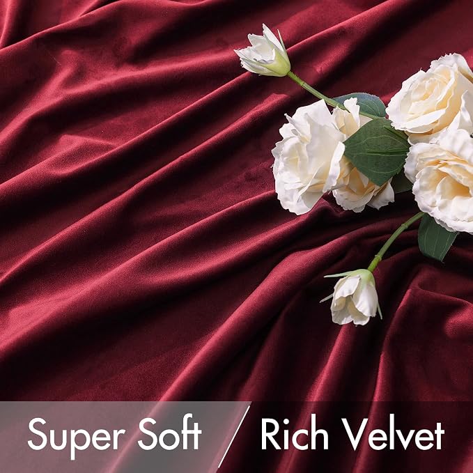 MIULEE Velvet Curtains 52x96 inches 2 Panels Burgundy Red Blackout Curtains | - Image 4