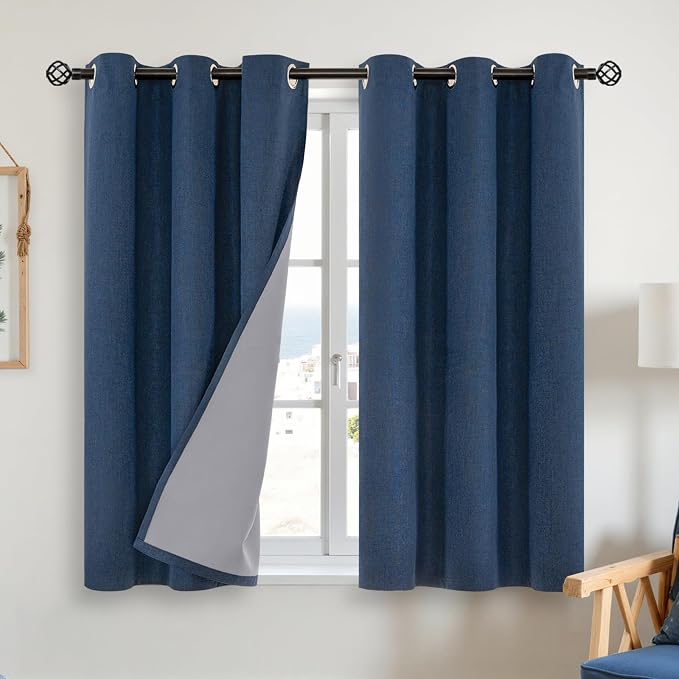 YoungsTex 54 Inch Length Linen Blackout Curtains by YoungsTex