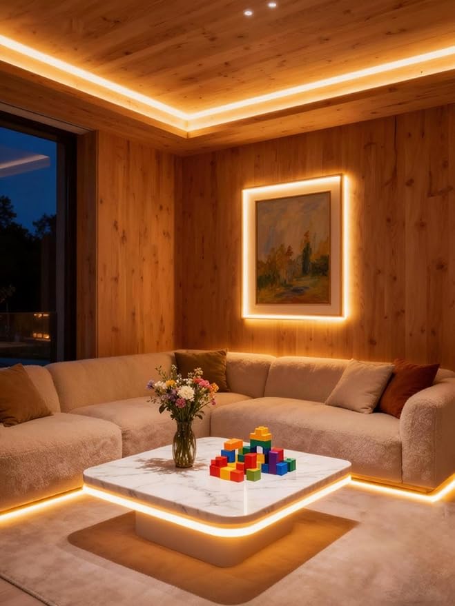 Aalnfe 30 FT Warm White Led Lights Strip Rope Lights for Easter Ramadan Eid Mubarak Decorations Housewarming Party Indoor Decor Cuttable Strip Lights for Baby Room Bedroom Living Room Ceiling Wall