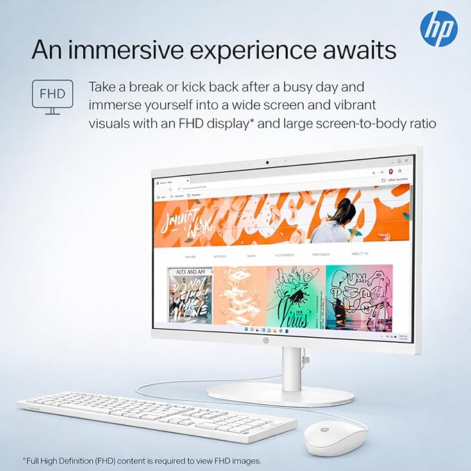 HP 2025 22" FHD All-in-One Desktop Computer • The New Version for Everyday Use • Latest 13th Gen Intel Quad-Core CPU • 32GB DDR5 • 128GB Storage • HDMI • Type-C • Wi-Fi • HD Webcam • Win11 • White