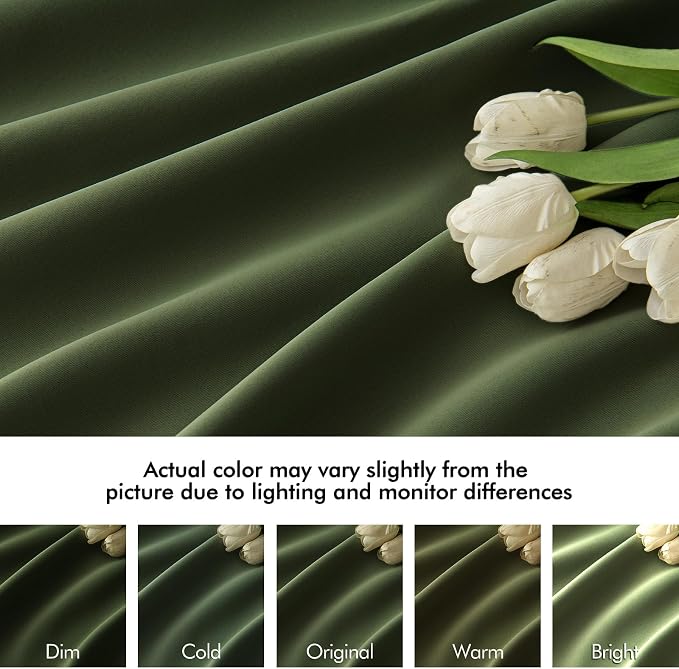 MIULEE Olive Green Back Tab Blackout Curtains 52x102 Inch Long 2 Panels Set | - Image 8
