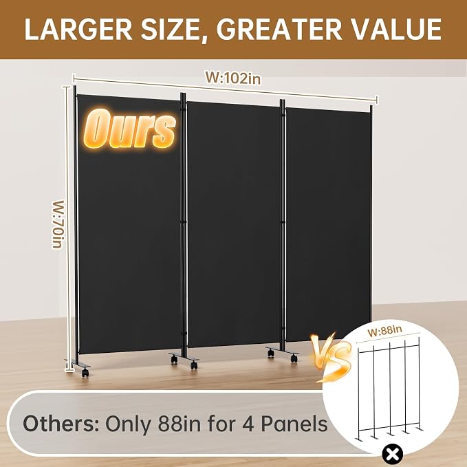 Room Divider 102'' Wide Folding Room Divider Panel - Image 2