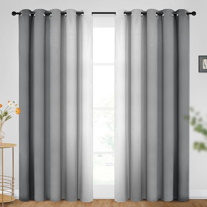 SimpleHome Ombre Curtains Grey to Grey White by SimpleHome