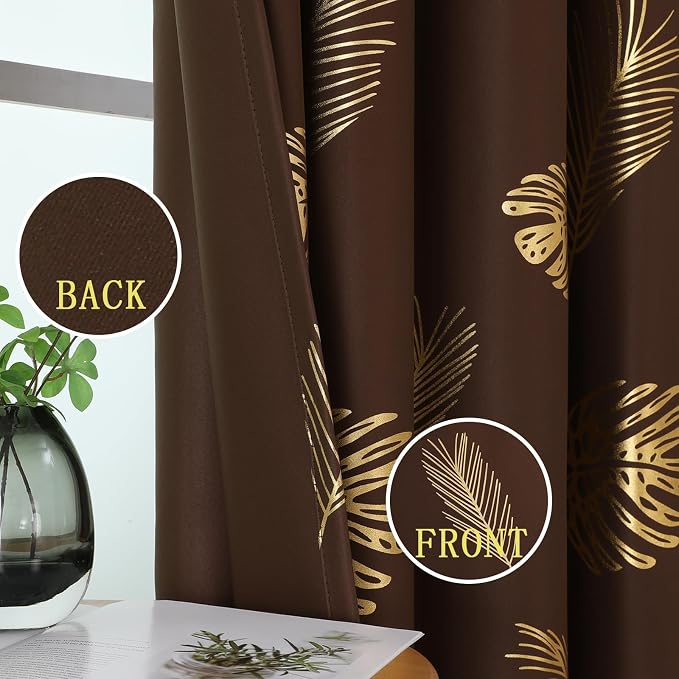 Brown Blackout Curtains for Living Room 108 Inches Long, Room Darkening Energy - Image 3