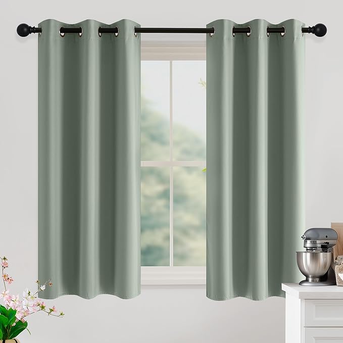 NICETOWN Sage Green Room Darkening Curtains 50 Inches Long 2 Panels by NICETOWN