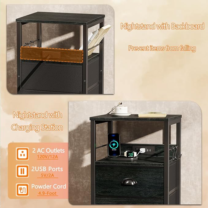 Nightstand with Charging Station - Image 5