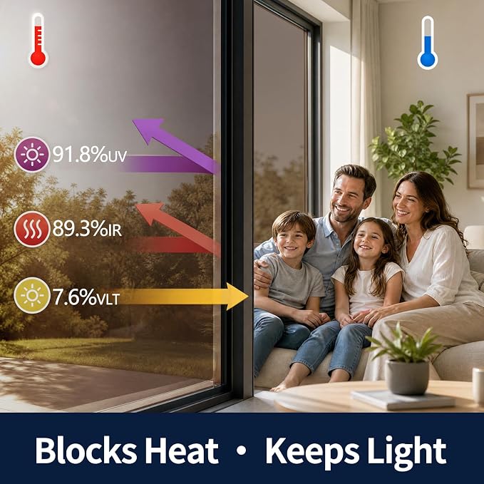 One Way Privacy Window Film Heat Control Mirror Tint 41.3Inx7.8Ft | Reflective - Image 3