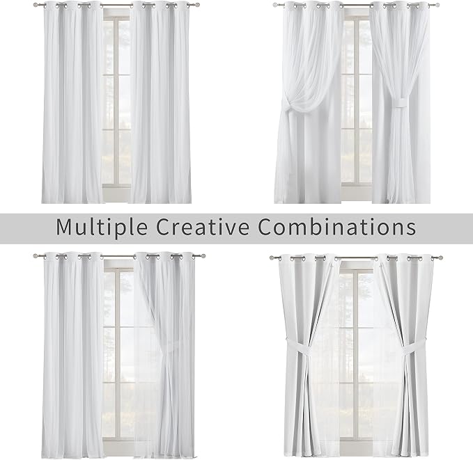 Bujasso White Full Blackout Curtain Panels - Image 8