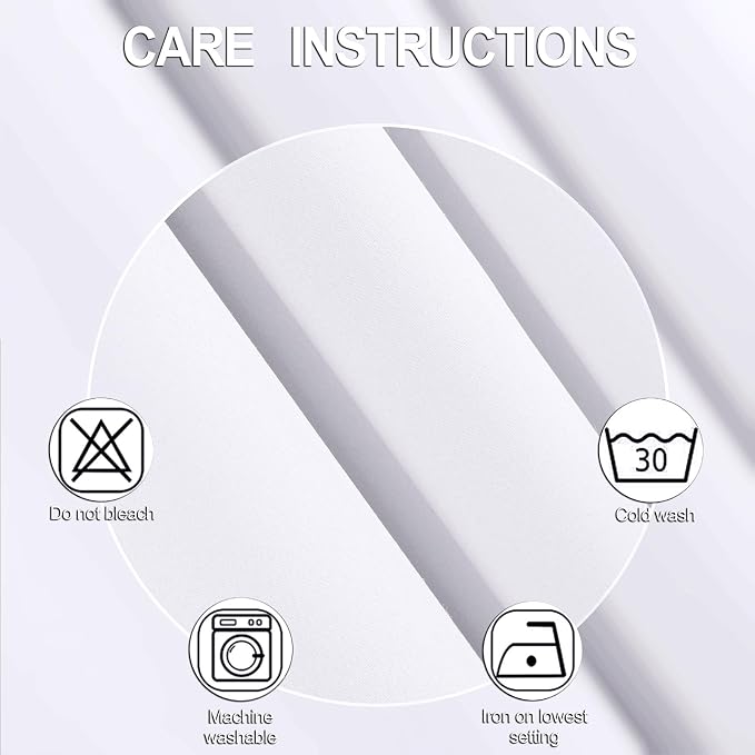100% Blackout Curtains 63 Inch Long White Curtains 2 Panels - Image 5