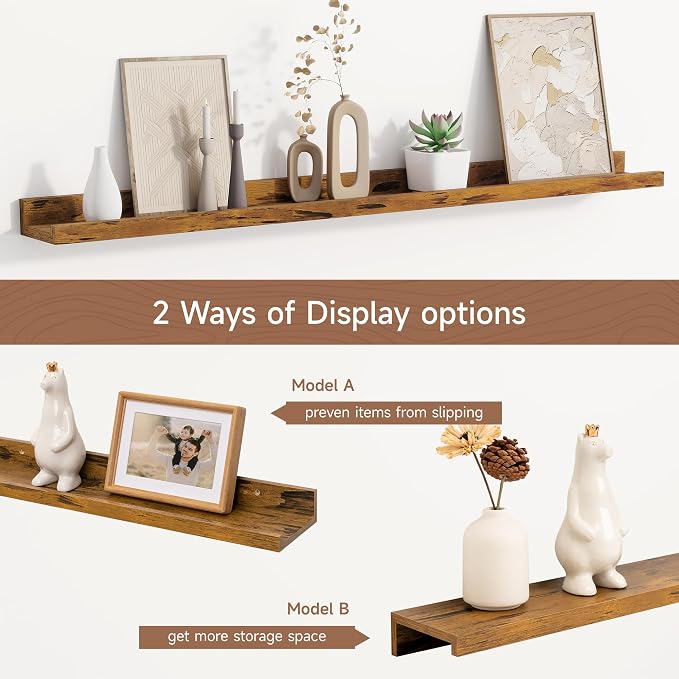 Fun Memories Picture Ledge Shelf, 40 Inch Floating Shelves Set of 2, Large - Image 6