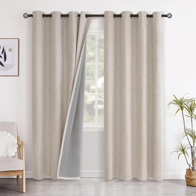 YoungsTex Oatmeal Linen Blackout Curtains by YoungsTex
