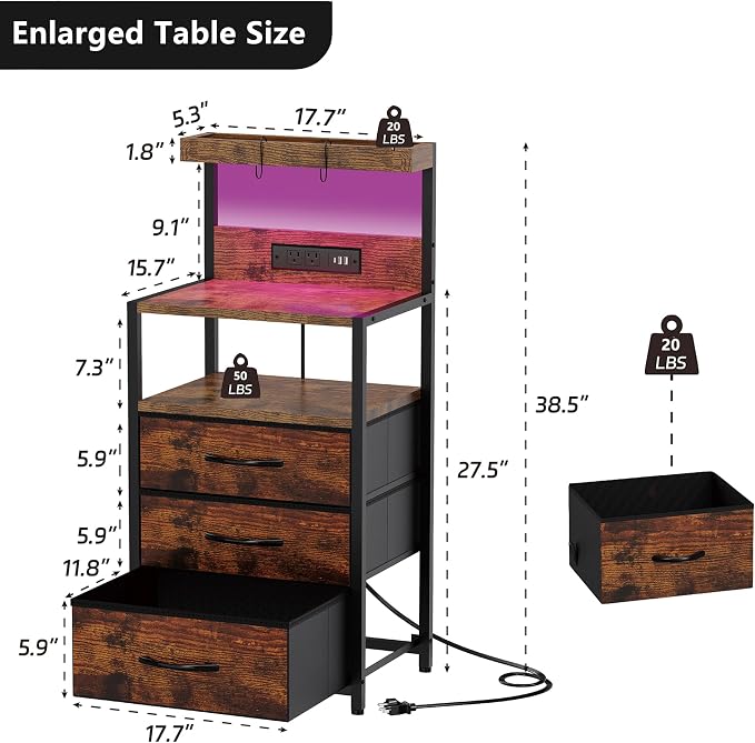 SZLHANJZ Nightstand Set of 2, - Image 3