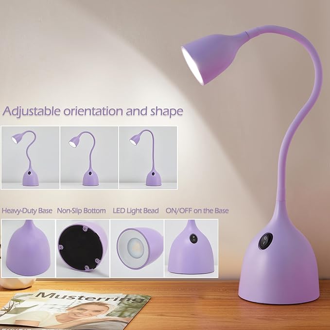 EJIAXIN Gooseneck Desk Lamp 360° LED Flexible Reading Light Small Desk Lamps - Image 2