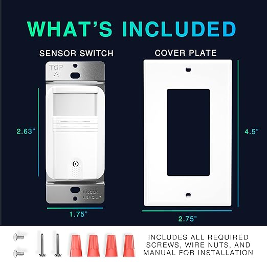 EverElectrix 4 Pack Motion Sensor Light Switch, Indoor Occupancy & Vacancy Sensor with Neutral Wire Required, Single Pole only, Adjustable Timer & Sensitivity, Title 24 Compliant, UL Certified, White