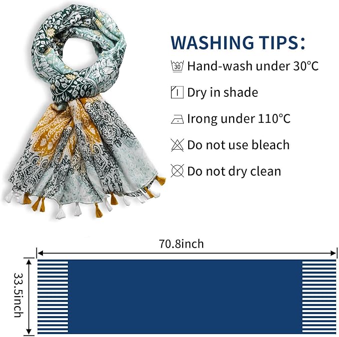 Scarf for Women Lightweight Soft Floral Leopard Printed Scarves Fall Winter Fashion Shawl Wrap with Fringe