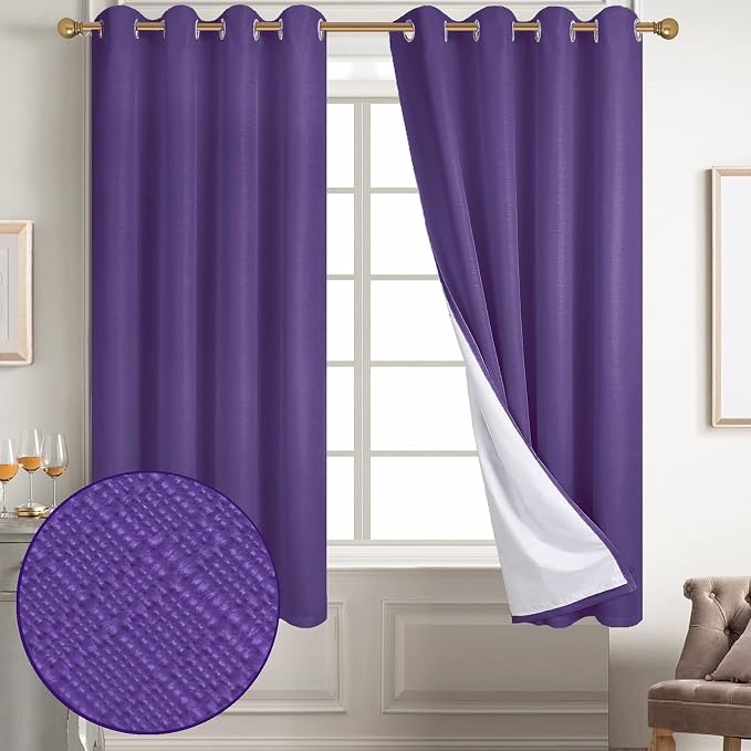 Diraysid 100% Blackout Curtains Purple Linen Curtains by Diraysid%2C+refresh+your+life