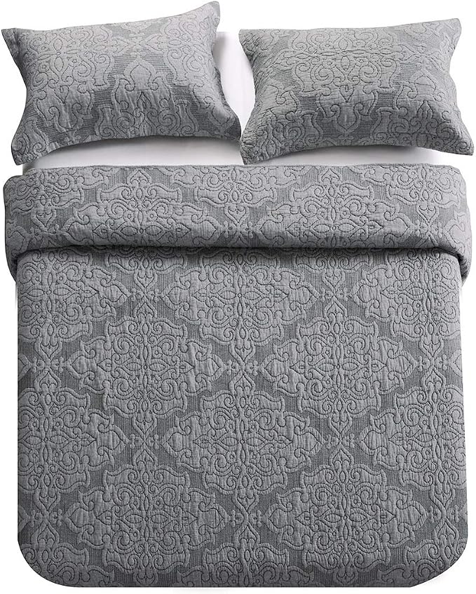 3-Piece King Quilt Set Quilted Bedspread Oversized Microfiber Lightweight - Image 2