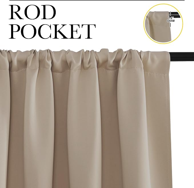 NICETOWN Blackout Curtains for Bedroom, 1 Pair, 70 by 63-inch, Window Treatment - Image 2