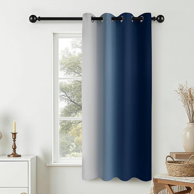 COSVIYA Curtains & Drapes Ombre Blue Gradient Drape 63 inch Long 1 Panel by COSVIYA