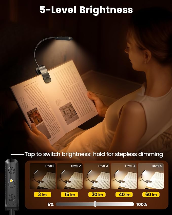 Glocusent 13 LED Book Lights for Reading at Night, Gifts for Book Lovers | - Image 3