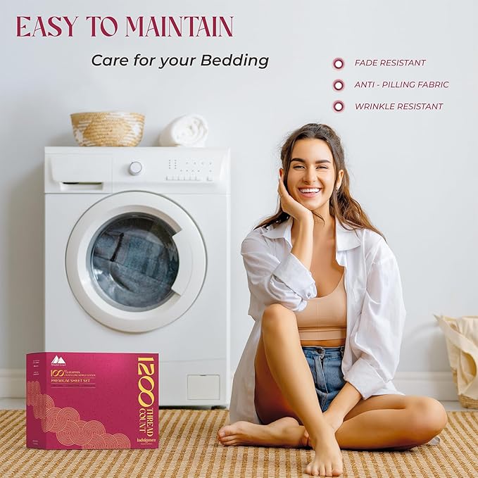 Mayfair Linen 100% Egyptian Cotton Sheets Queen Size - 1200 Thread Count 4 PC Damask Queen Sheet Set Egyptian Cotton, Sateen Luxury Sheet, High Thread Count Sheets, 17" Deep Pocket - Silver Stripe