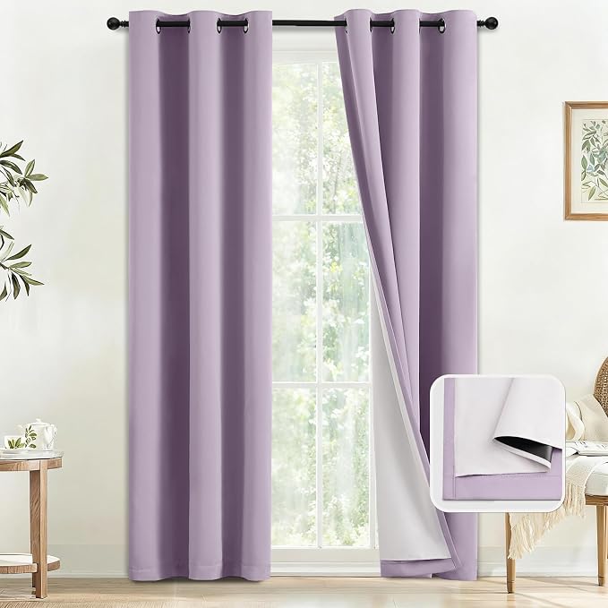 COSVIYA Lilac 100% Blackout Curtains by COSVIYA