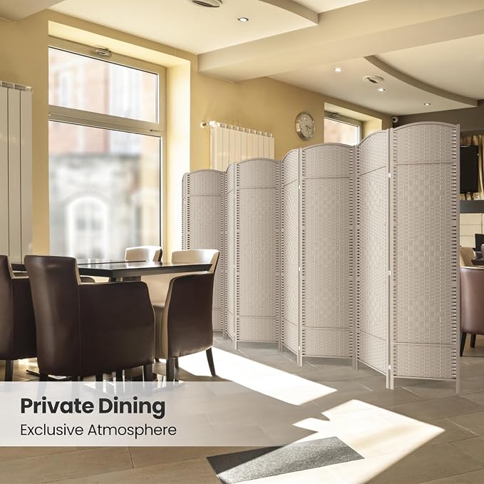 8 Panel Folding Room Divider, Woven Privacy Screen, handcrafted diamond pattern - Image 6