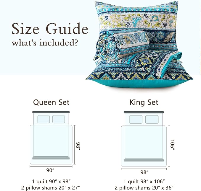VAPUTAR 100% Cotton Face Quilt King Size, Exquisite King Quilt Bedding Set | - Image 7