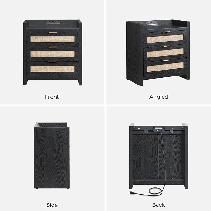 SICOTAS Nightstands Set of 2 : Rattan Tall Bedside Table - Image 9