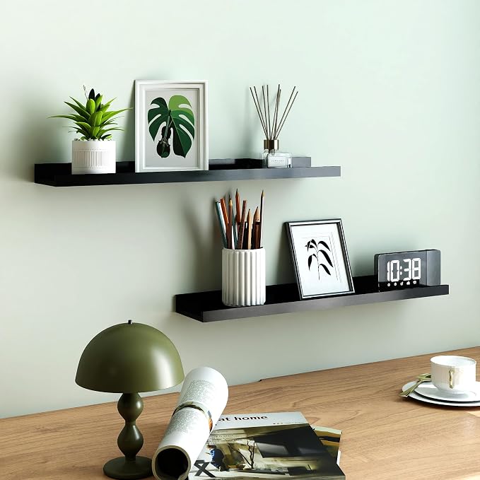 Black Floating Shelves for Wall Decor, 32 in Shelf - Image 2