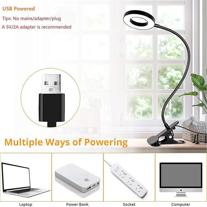 Brokimis Clip on Light LED Reading Book Study Eye Protection Desk Lamp | 3 - Image 5