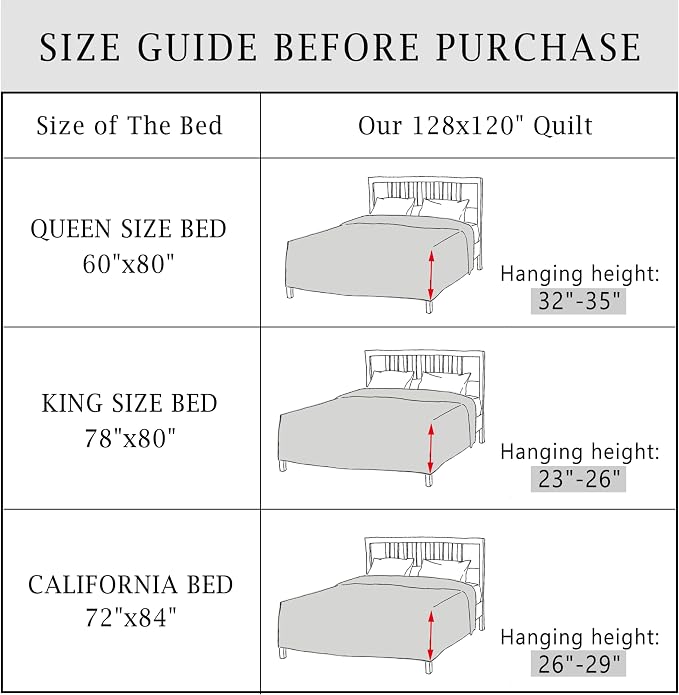 Cmfshape Oversize King Bedspread 128"x120", 3 Piece California King Quilt - Image 4