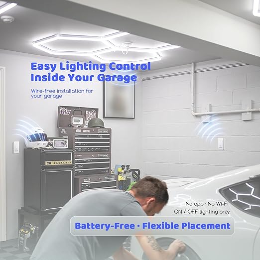 Avorecta Wireless Light Switch and Receiver Kit(1v1), Self-Powered (No Battery Required) Remote Control Lighting Switch, No WiFi Needed, for Indoor Outdoor Light Fixtures
