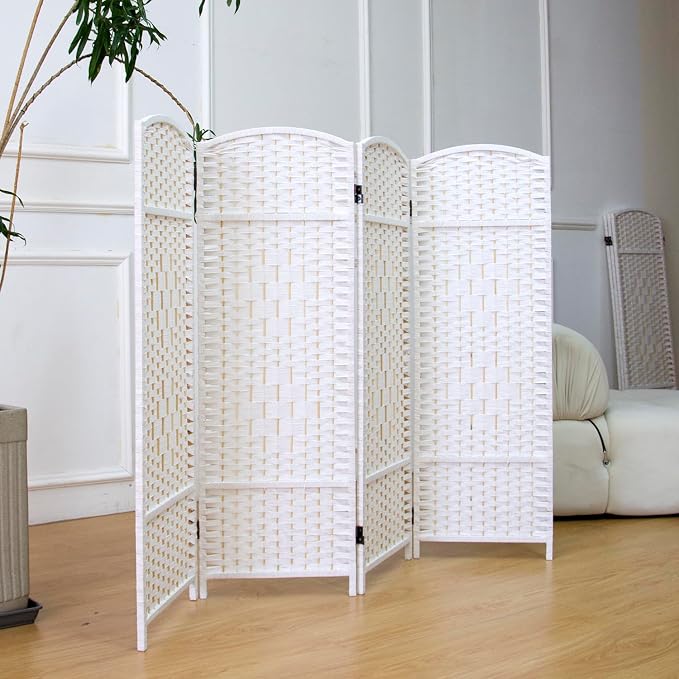 4 Panel Rattan Divider Short Room Partition Screen, Double Sided Folding Divider - Image 5