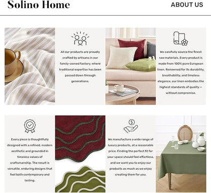 Solino Home Linen Natural Table Runner 60 Inches - Classic Hemstitch, 100% Pure Linen Coffee Table Runner 14 x 60 Inch Ideal for Dresser Tables - Christmas, New Year