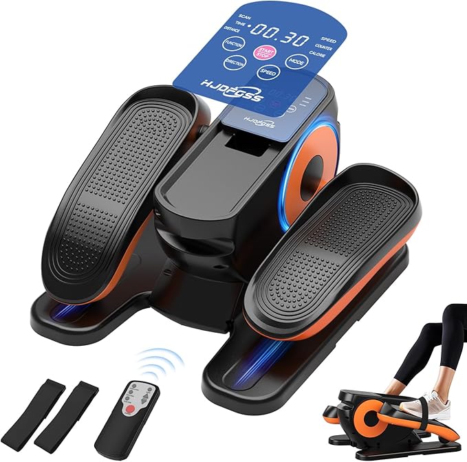 Under Desk Elliptical Machine with 12 Adjustable Speed, Quiet & Portable Seated Pedal with Remote Control & Non-Slip Foot Straps