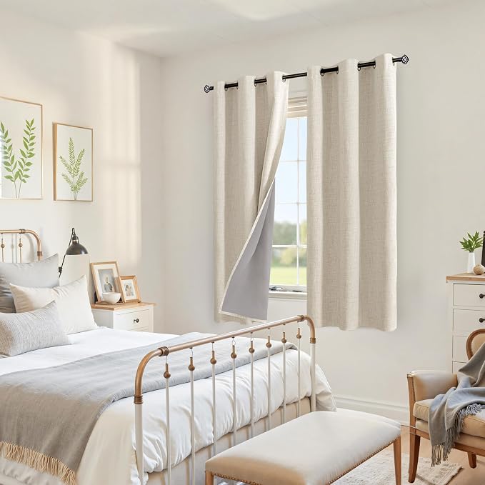 YoungsTex Warm Beige Linen Blackout Curtains - Image 4
