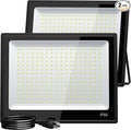 XXBSAZ 200W LED Flood Light Outdoor, High Output Plug-in & Hardwired Commercial Work Light, IP66 Waterproof 6500K Daylight for Parking Areas, Warehouses & Loading Zones (2 Pack)