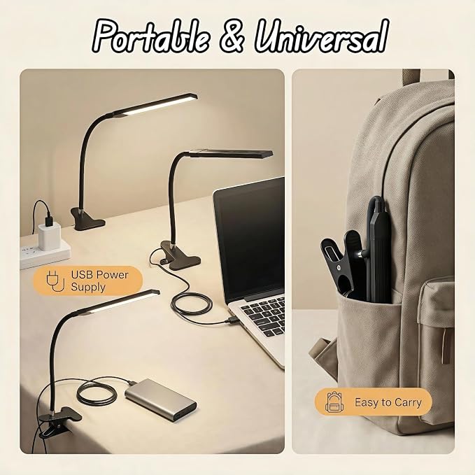 BUBBLE-FLY LED Clip on Reading Light, USB Desk Lamp - Image 2