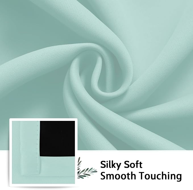 SimpleHome Aqua 100% Blackout Curtains Room Darkening Living Room 72 Inch | - Image 7