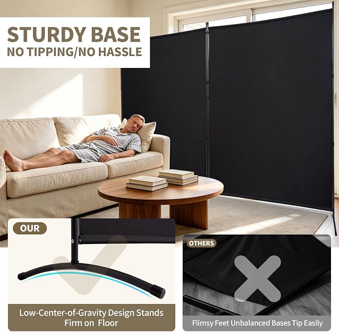Extra-Wide 2 Panel Room Divider, Portable Privacy Screen - Image 5