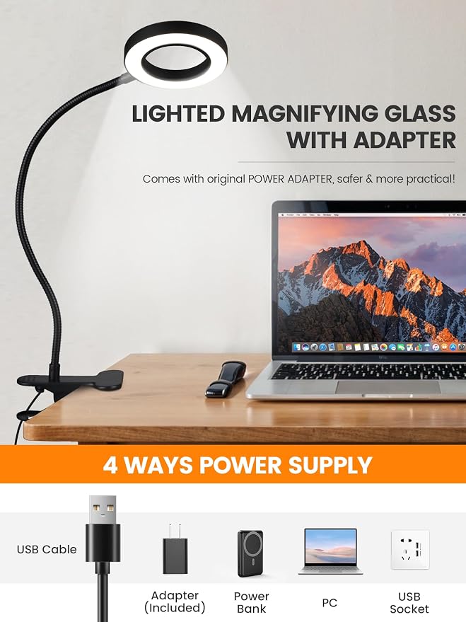 10X Magnifying Glass with Light, 5 Colors+10 Brightness Magnifier with Light | - Image 7